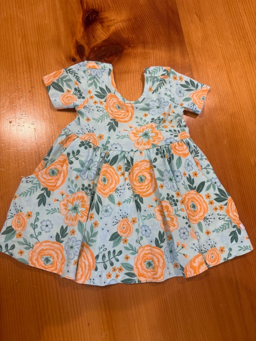 Ruffle Butts Orange & Mint Floral Short Sleeve Dress